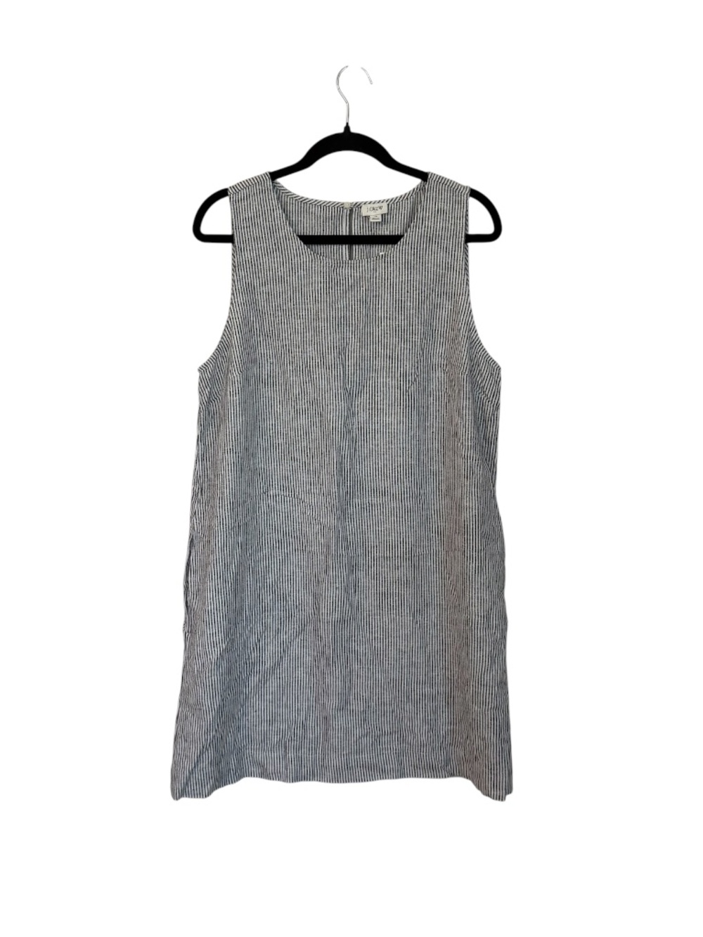 J. Crew Women’s Sleeveless Black & White Striped Linen/Cotton Dress Sz 14 NWT